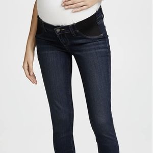 Paige Ultra Skinny Transcend Verdugo Jeans, Maternity Dark Wash Denim.